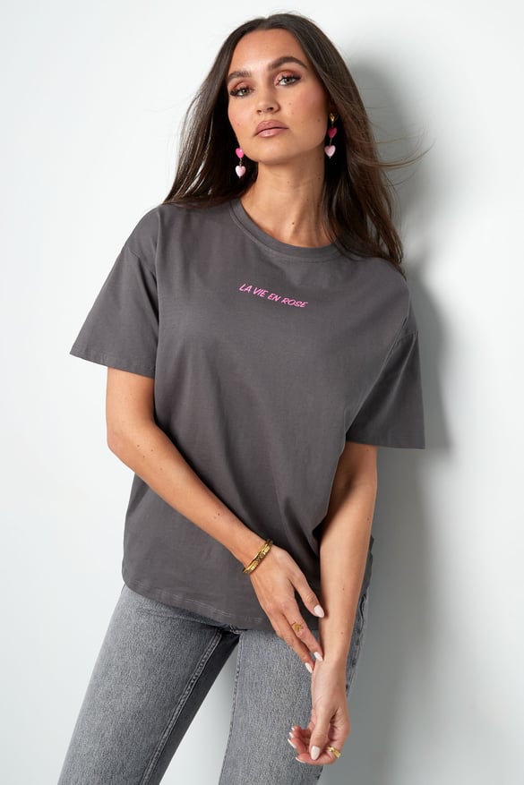 T-shirt la vie en rose - grigio scuro