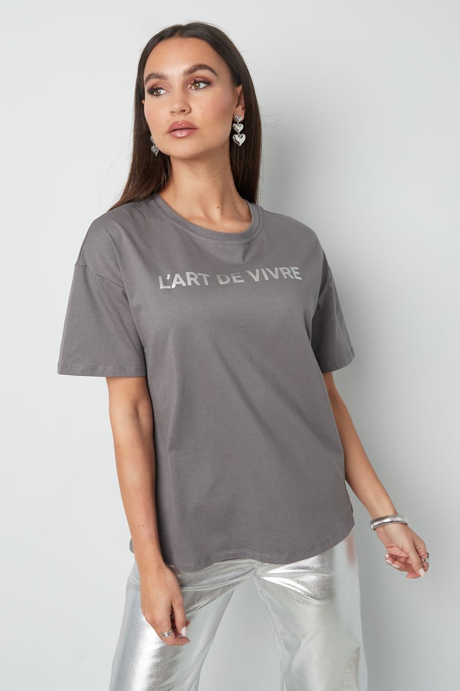 T-Shirt l'art de vivre - grau rosa Bild2
