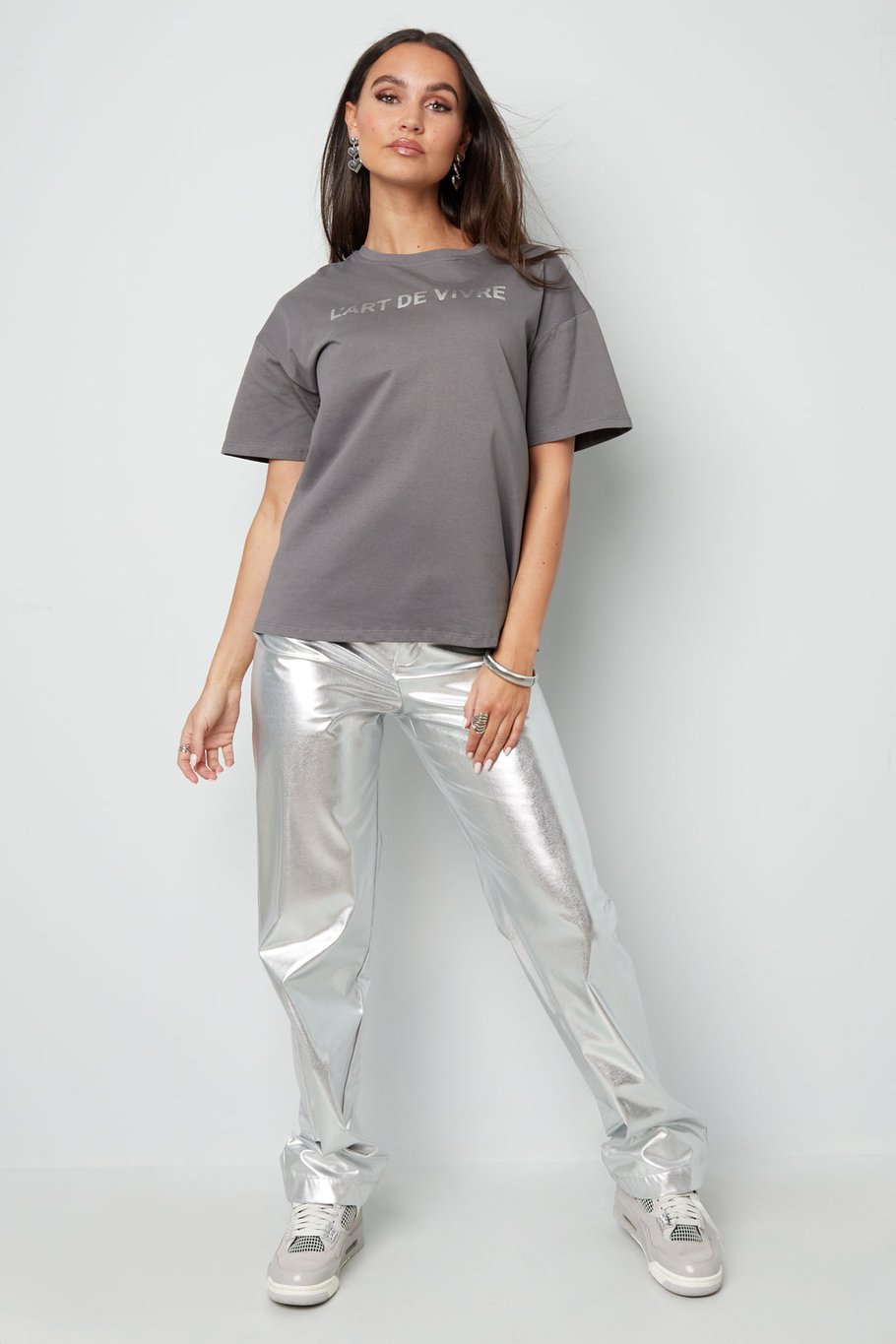 T-Shirt l'art de vivre - grau rosa Bild3