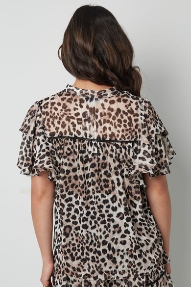 Top con estampado de leopardo y mangas acampanadas - marrón h5 Imagen8