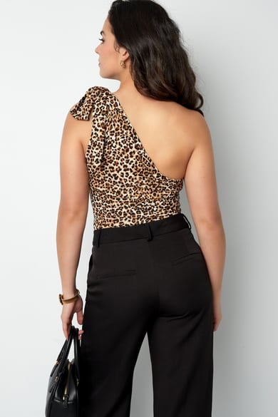 One shoulder panther print body - brown h5 Picture9