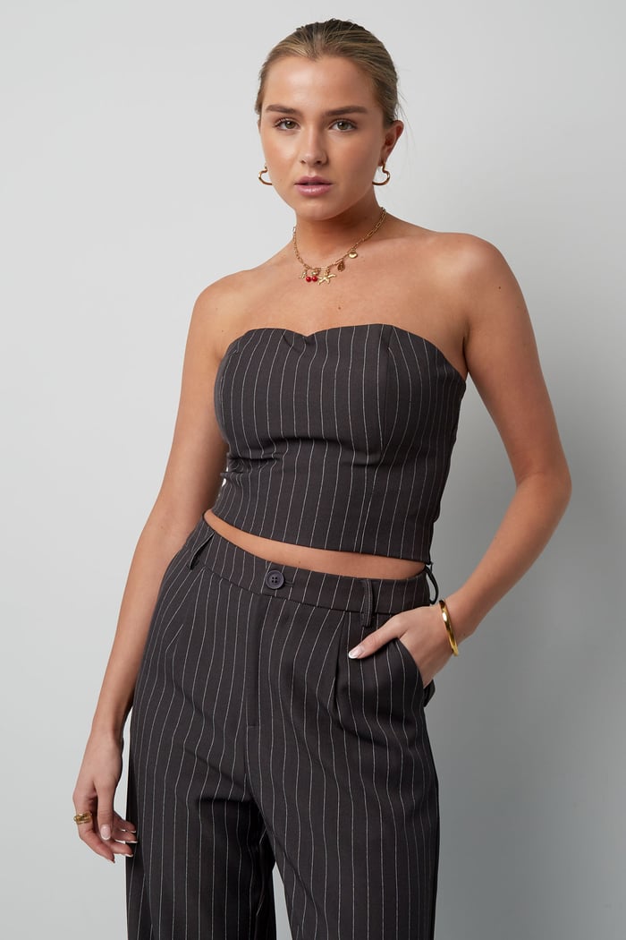 Pinstripe Bandeau Top - Burgundy Picture3