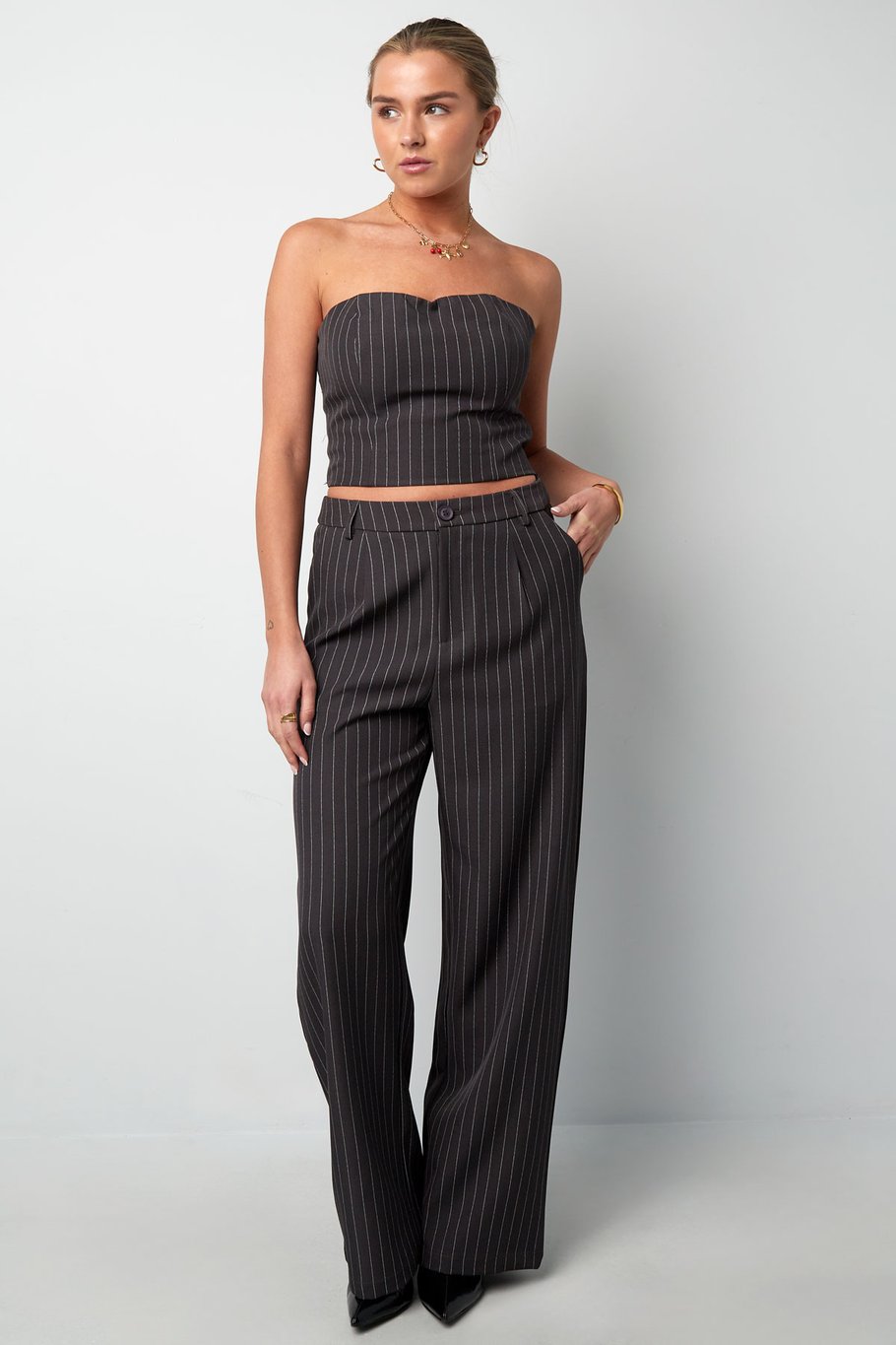 Pinstripe Bandeau Top - Grey Picture8