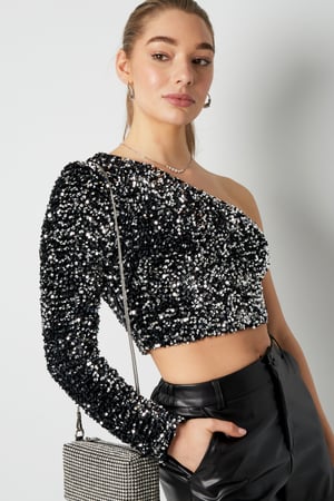 Glitzerndes One-Shoulder-Top - Schwarz h5 Bild6