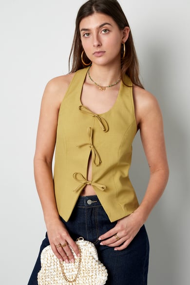 Bow Sleeveless Top - Beige  h5 Picture2