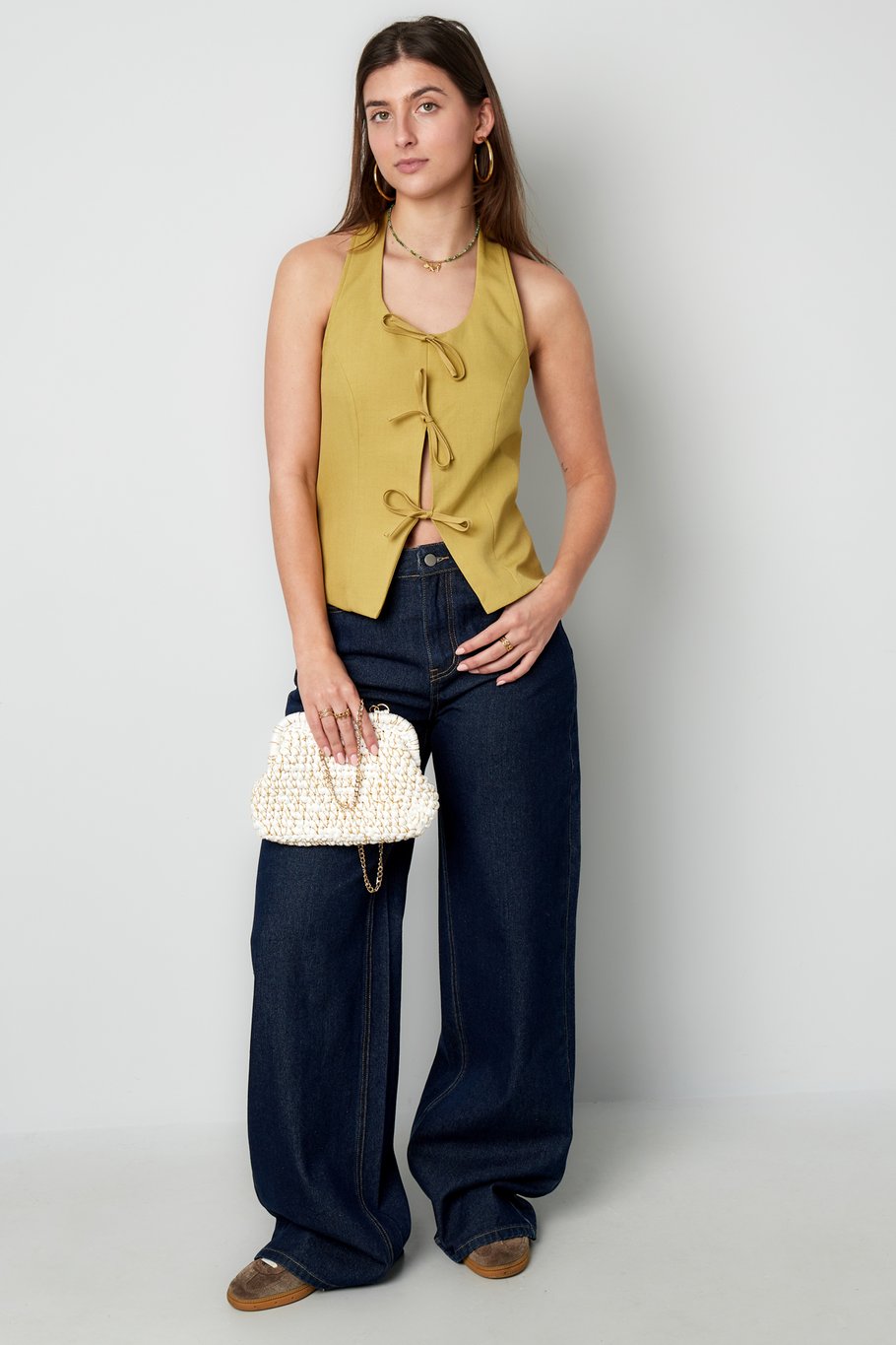Bow Sleeveless Top - Beige  Picture5
