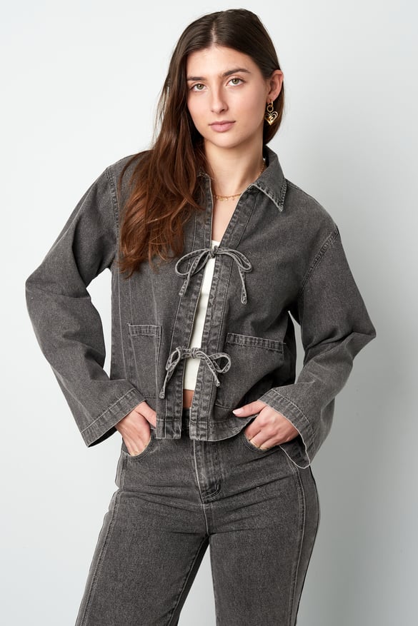Denim jacket with bows - grey 2
