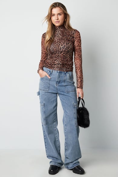 Netzoberteil mit Leopardenmuster - Braun h5 Bild5