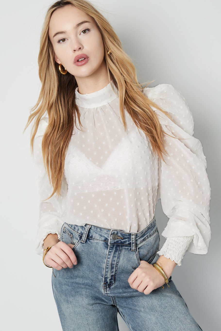 Blouse with dots - Black Picture2