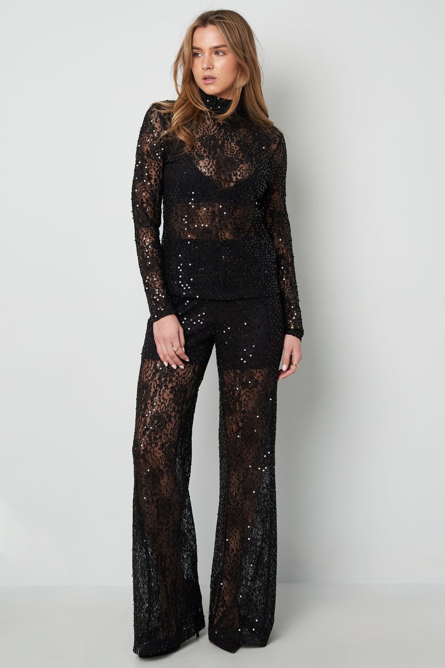 Lace top with glitter - black Picture3