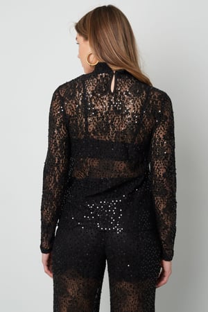 Top in pizzo con glitter - nero h5 Immagine4