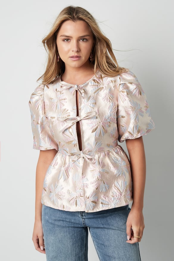 Top manica corta floreale - Champagne