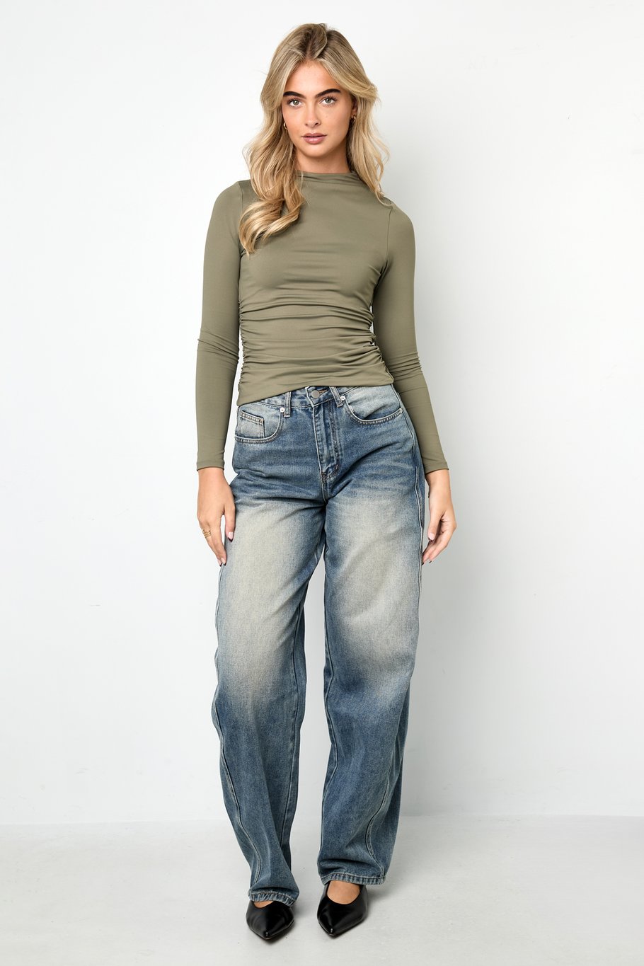 Nylon Long sleeve tops Solid color Basic All Fit Clothes h5Picture6