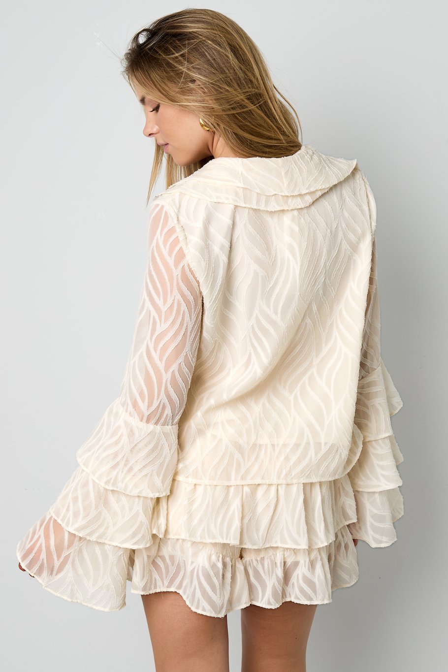 Co-ord Set White Leaves - Long Sleeve Tops Picture8