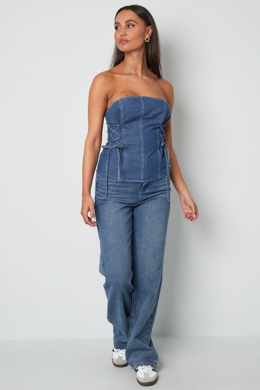 Jeans-Tube-Top mit Spitze Bild5