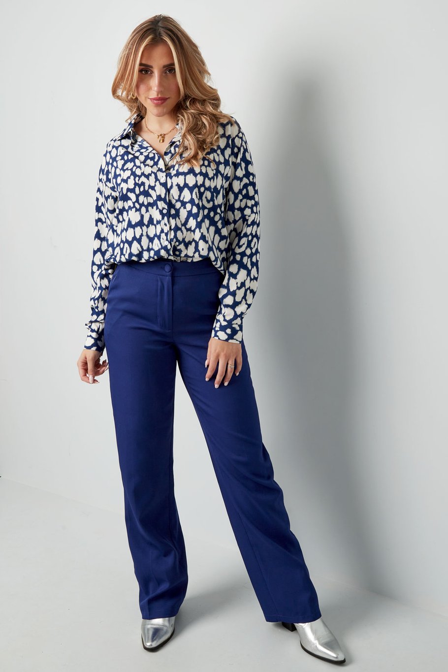 Basic effen pantalon Zalmroze S Afbeelding9