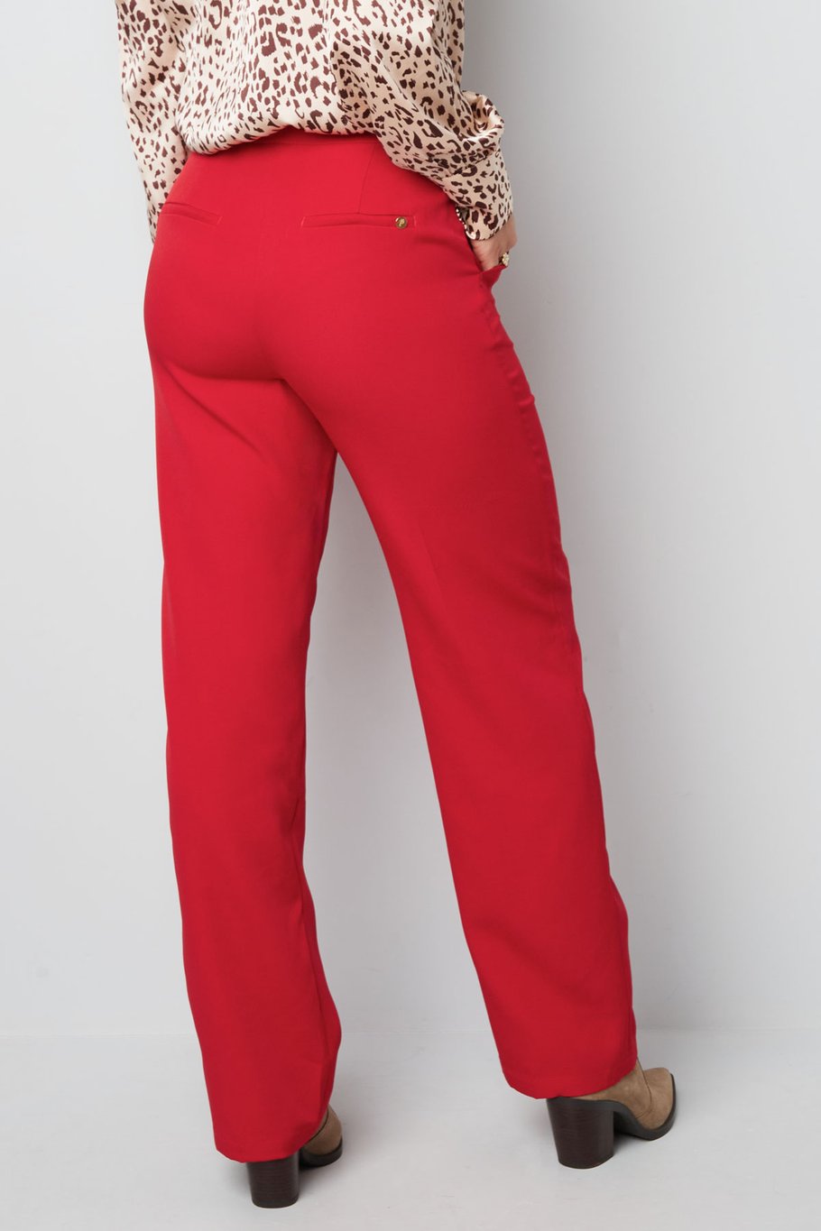 Basic effen pantalon Zalmroze S Afbeelding10