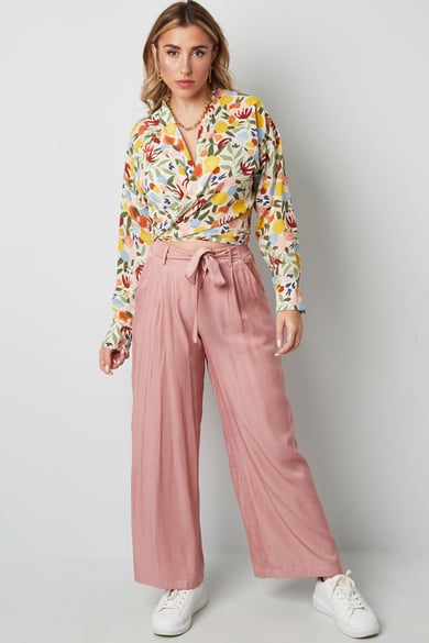 Pantalón largo detalle lazo beige h5 Imagen6