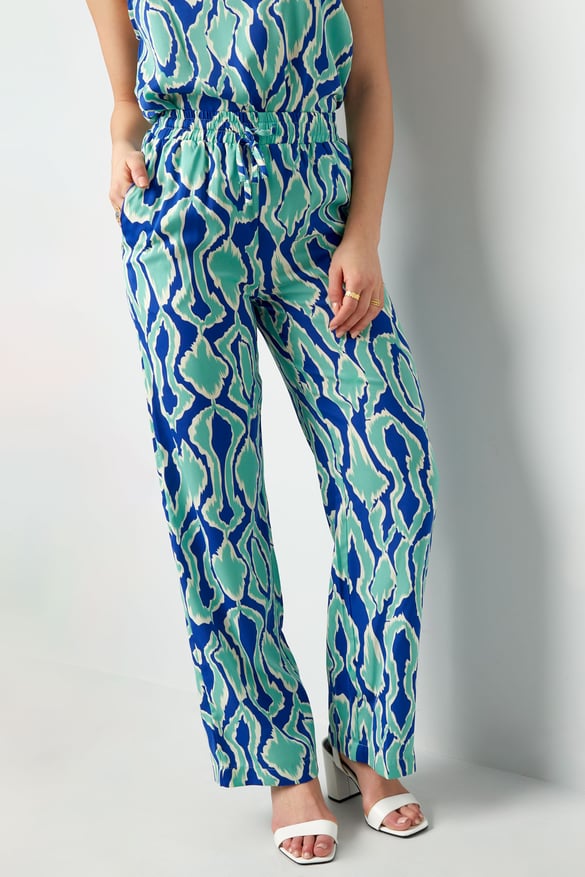 Colorful trousers with print - blue/green 