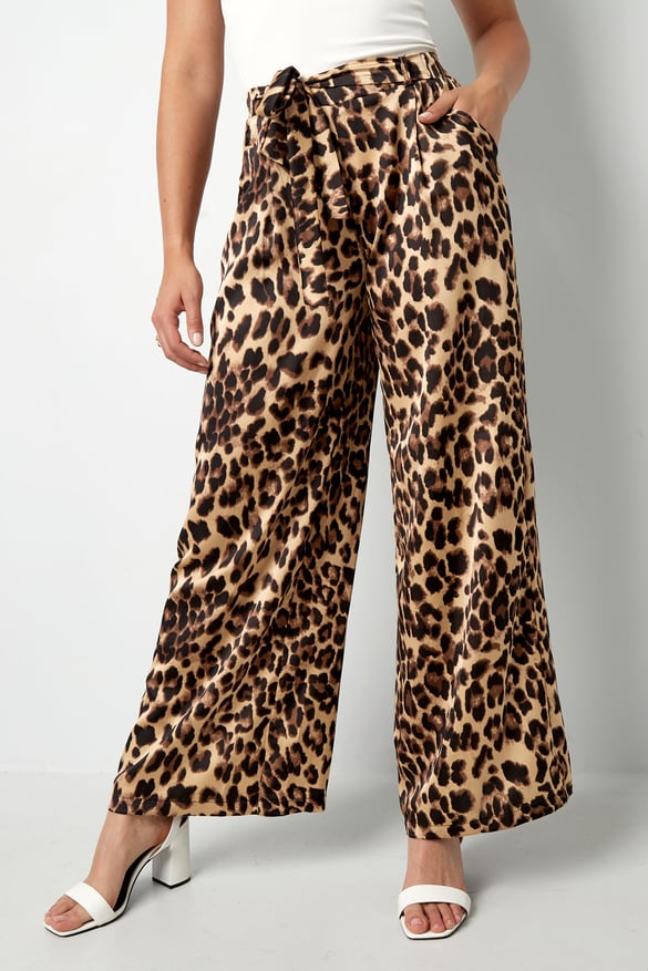 Wijde broek panterprint - bruin