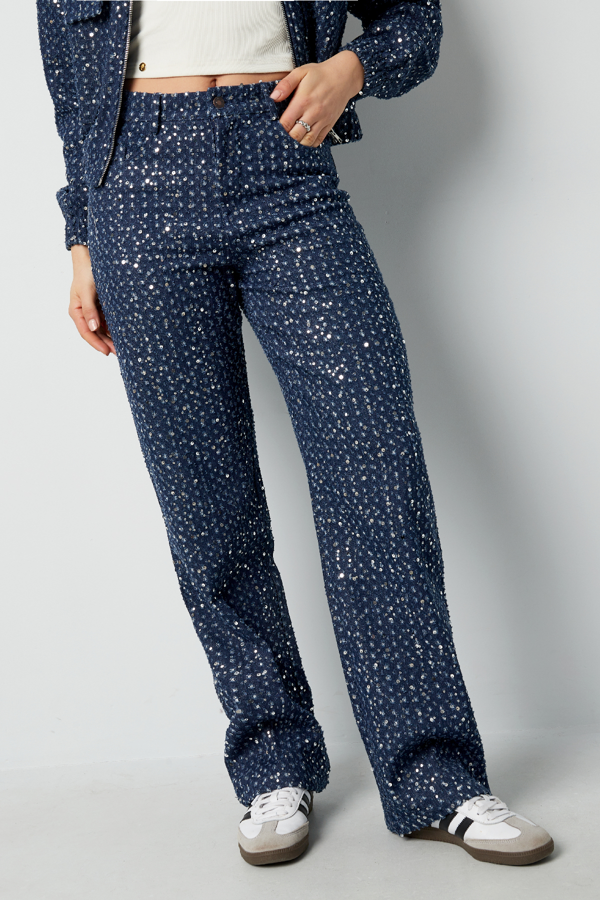 Denim Jeans with Sequins - Blue