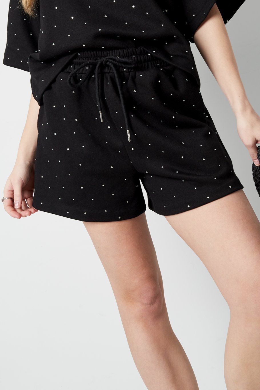 Jogging fabric shorts with studs - Pink Picture3