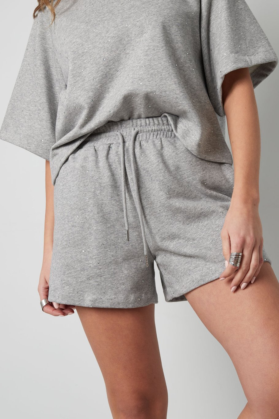 Jogging fabric shorts with studs - Pink Picture4