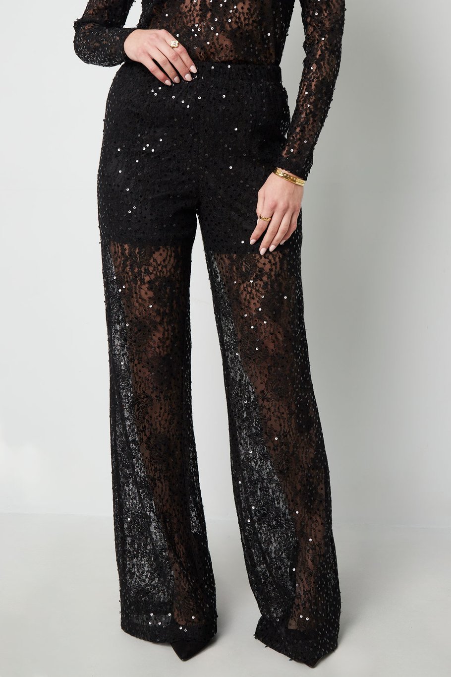 Lace pants with glitter - black Picture2