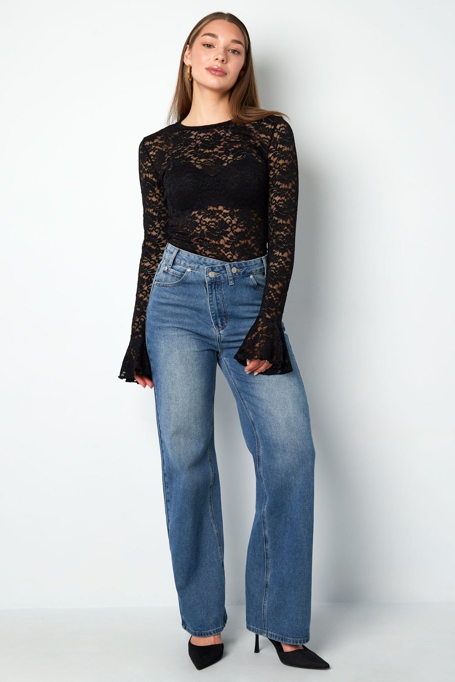 Jeans denim con cerniera Immagine3