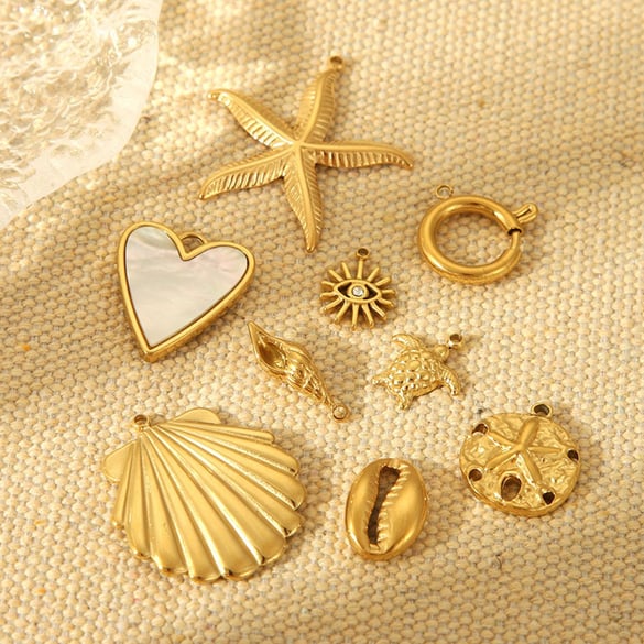 1 paio di ciondoli unisex color oro in acciaio inossidabile a forma di tartaruga della serie Simple