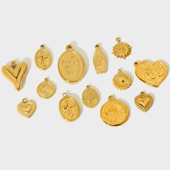 Accessori fai da te vintage in acciaio inossidabile dorato a forma di cuore con croce 2