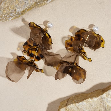 1 paire de boucles d&#39;oreilles pendantes en tissu à fleurs léopard rétro h5 Image5