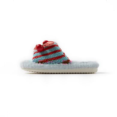 1 Pair Color-blocking Striped Bow Cherry Home Plush Slippers h5 Picture2