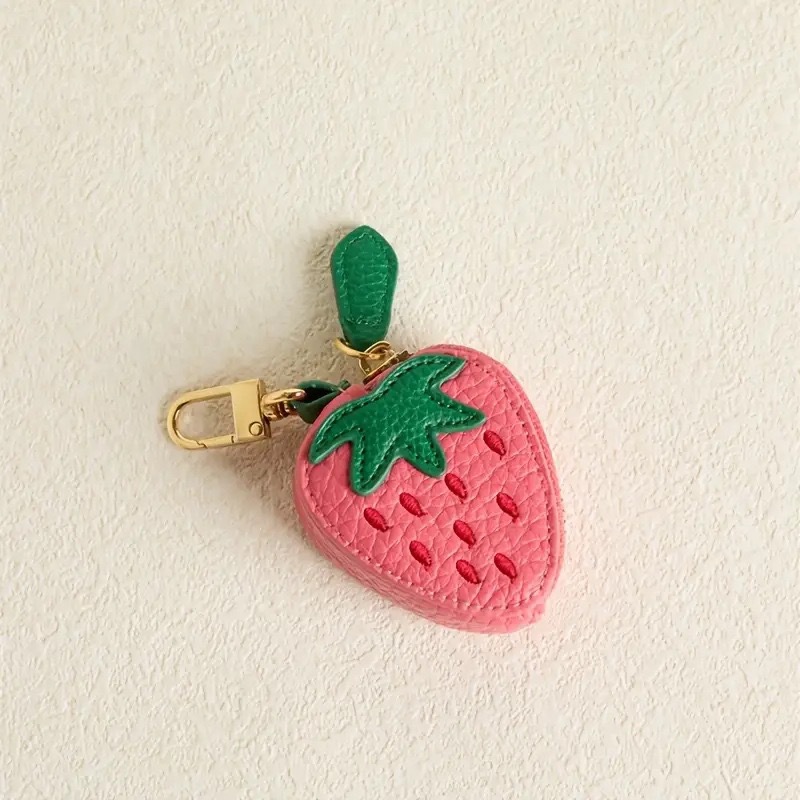 Lindo mini monedero con forma de fresa para decorar bolsos Imagen3