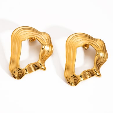 1 paire de boucles d&#39;oreilles à tige décontractées en acier inoxydable couleur or h5 Image2