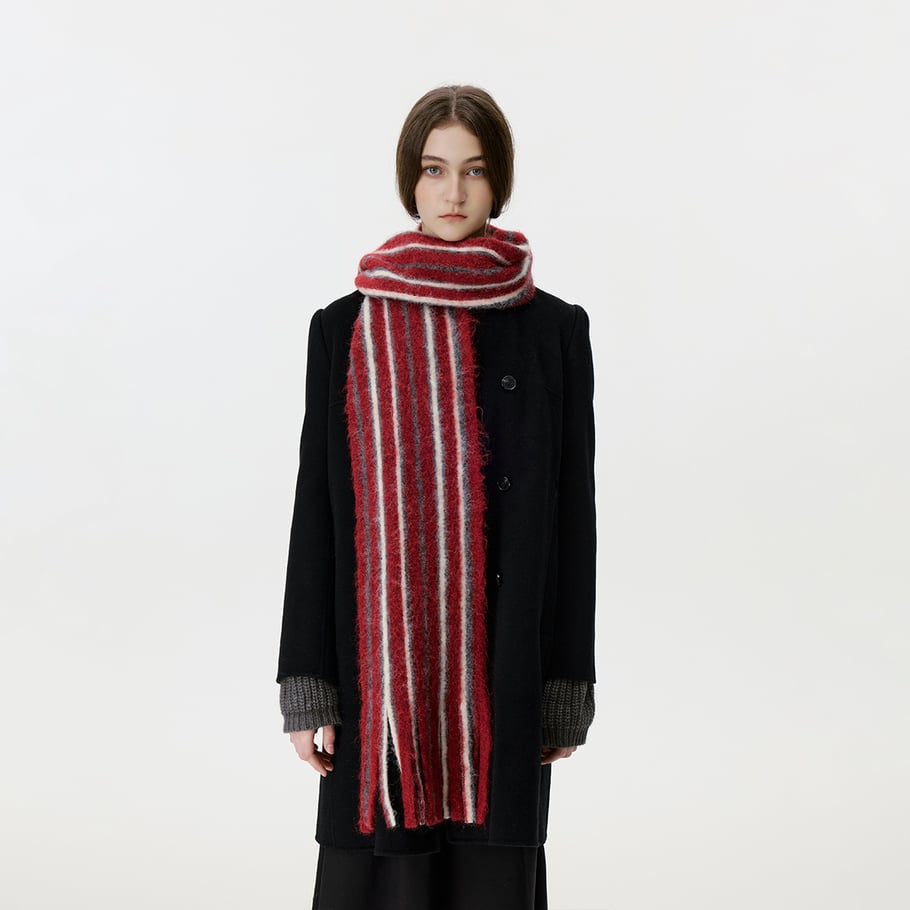 1 Stück Winterschal aus Wolle und Polyester mit Quasten und Farbblockierung h5Bild3