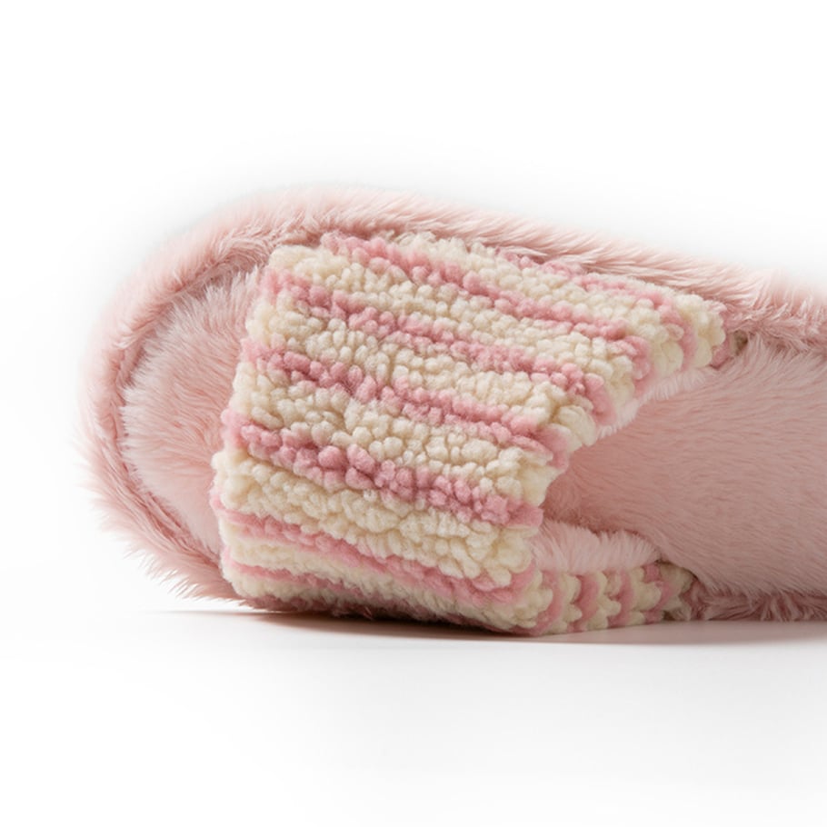 1 Pair Color-blocking Striped Home Plush Slippers h5Picture4
