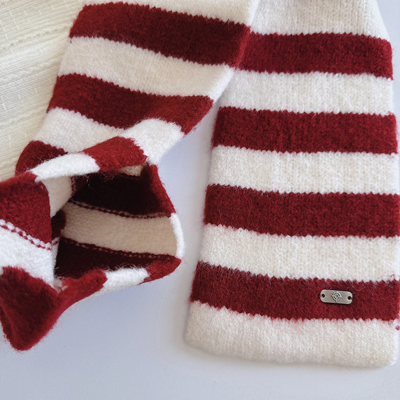 1 Piece Strip Knitted Rayon & Wool Winter Scarf h5Picture4