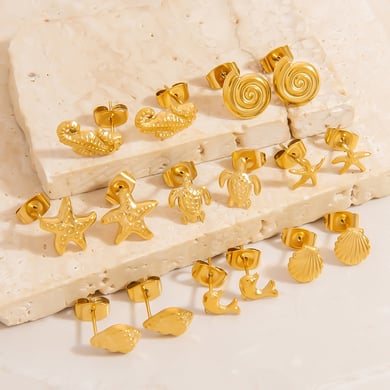 1 Paar Ohrstecker aus Edelstahl mit Seestern-Motiv in Goldfarbe h5 Bild4