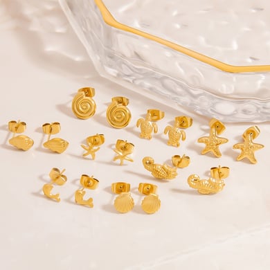 1 Paar Ohrstecker aus Edelstahl mit Seestern-Motiv in Goldfarbe h5 Bild5