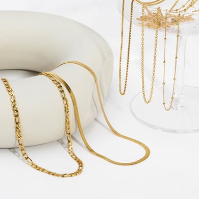 1 Piece Classic Stainless Steel Gold Color Chain Necklace h5 Picture2