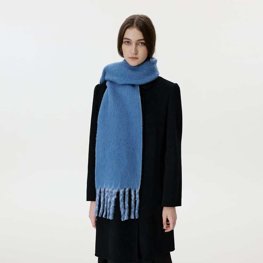 1 Stück Winterschal aus Wolle und Polyester mit Quaste und Farbblockdesign h5Bild3