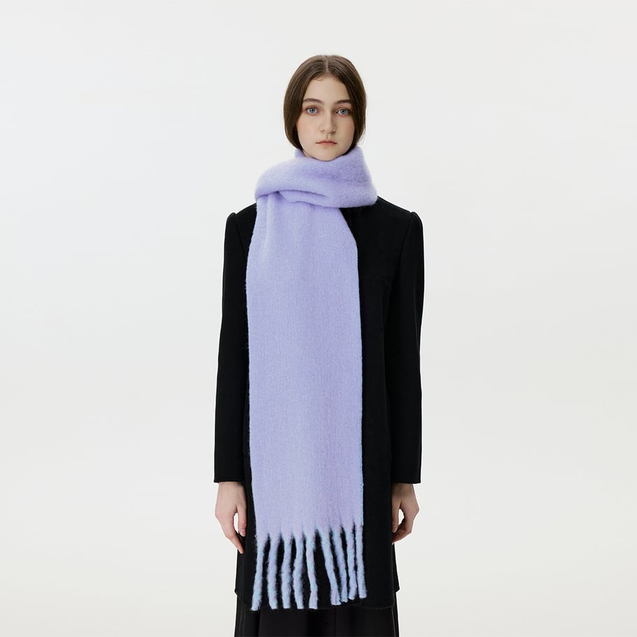 1 Stück Winterschal aus Wolle und Polyester mit Quaste und Farbblockdesign