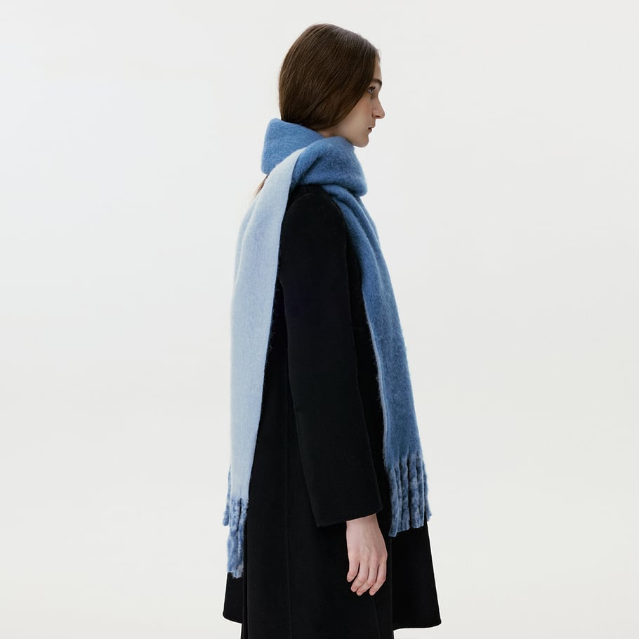 1 Stück Winterschal aus Wolle und Polyester mit Quaste und Farbblockdesign h5Bild4