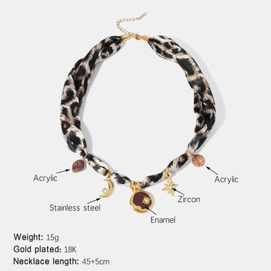 1 Piece Classic Series Retro Leopard Print Stainless Steel  Women‘s Pendant Necklaces h5 