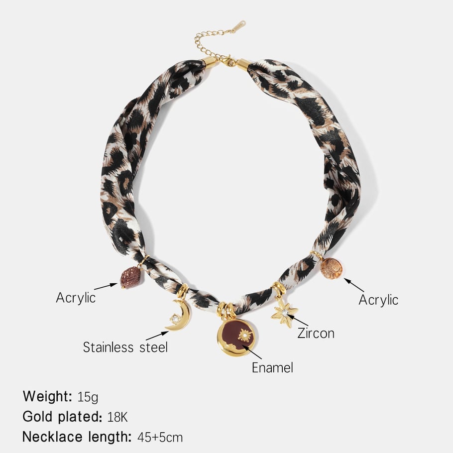 1 Piece Classic Series Retro Leopard Print Stainless Steel  Women‘s Pendant Necklaces 