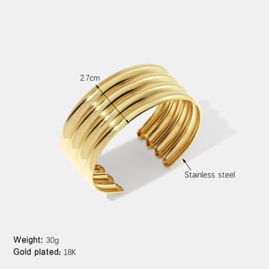 1 Piece Strip Stainless Steel  Gold Color Cuff Bracelet h5 