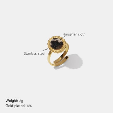 1 Piece Simple Series Retro Leopard Print Stainless Steel  Gold Color  Statement Rings h5 Picture2
