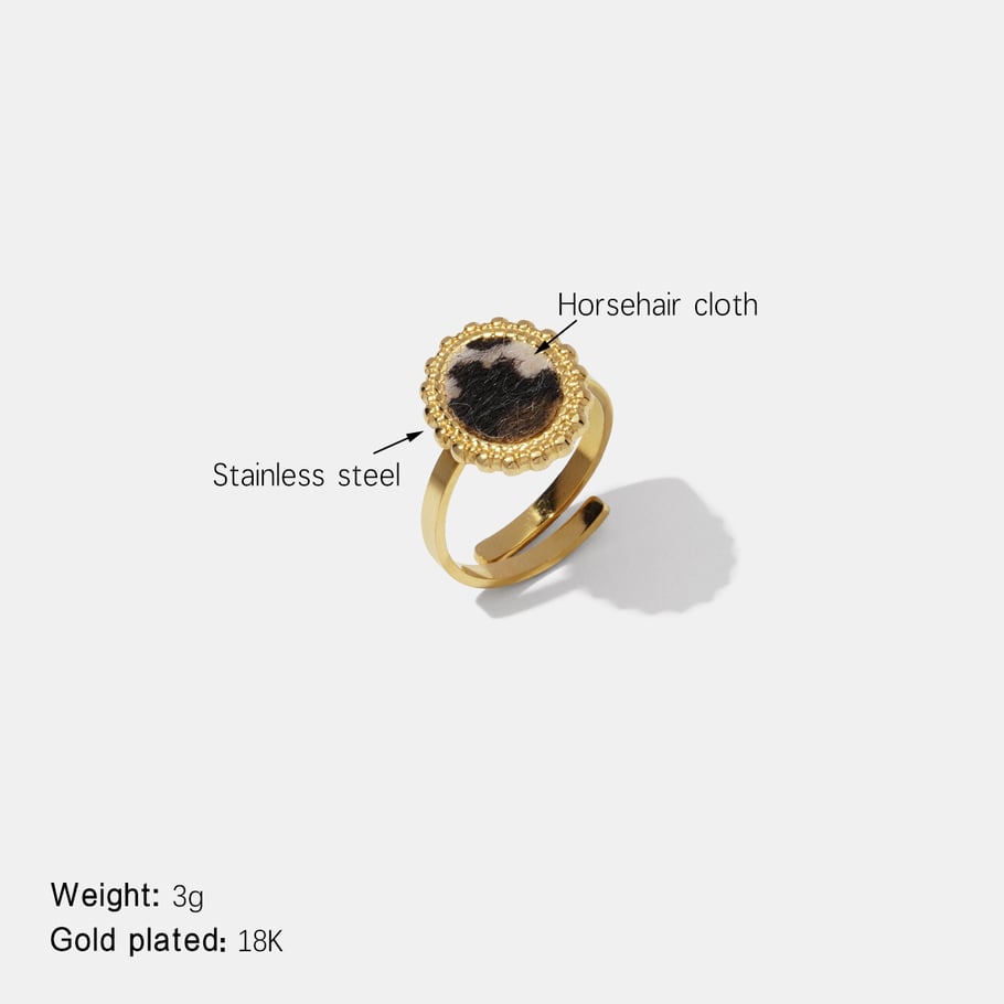 1 Piece Simple Series Retro Leopard Print Stainless Steel  Gold Color  Statement Rings Picture2