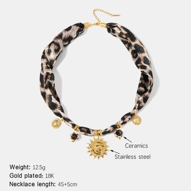 1 Piece Classic Series Retro Sun Stainless Steel  Gold Color  Women's Pendant Necklaces h5 